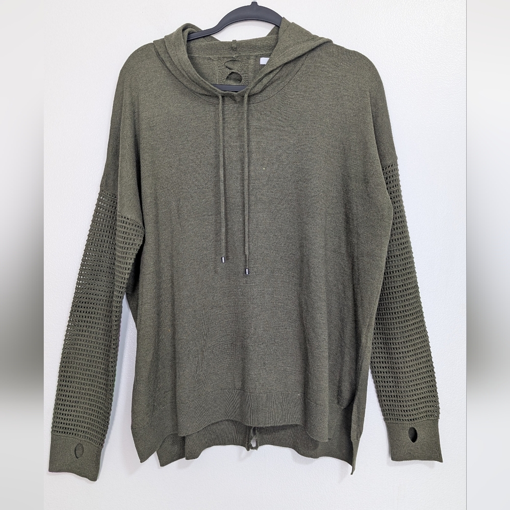 🌸NWT Stitch Fix | Stiches‎ & Stripes Wool Blend Olive Green Thumb Hole Hoodie L